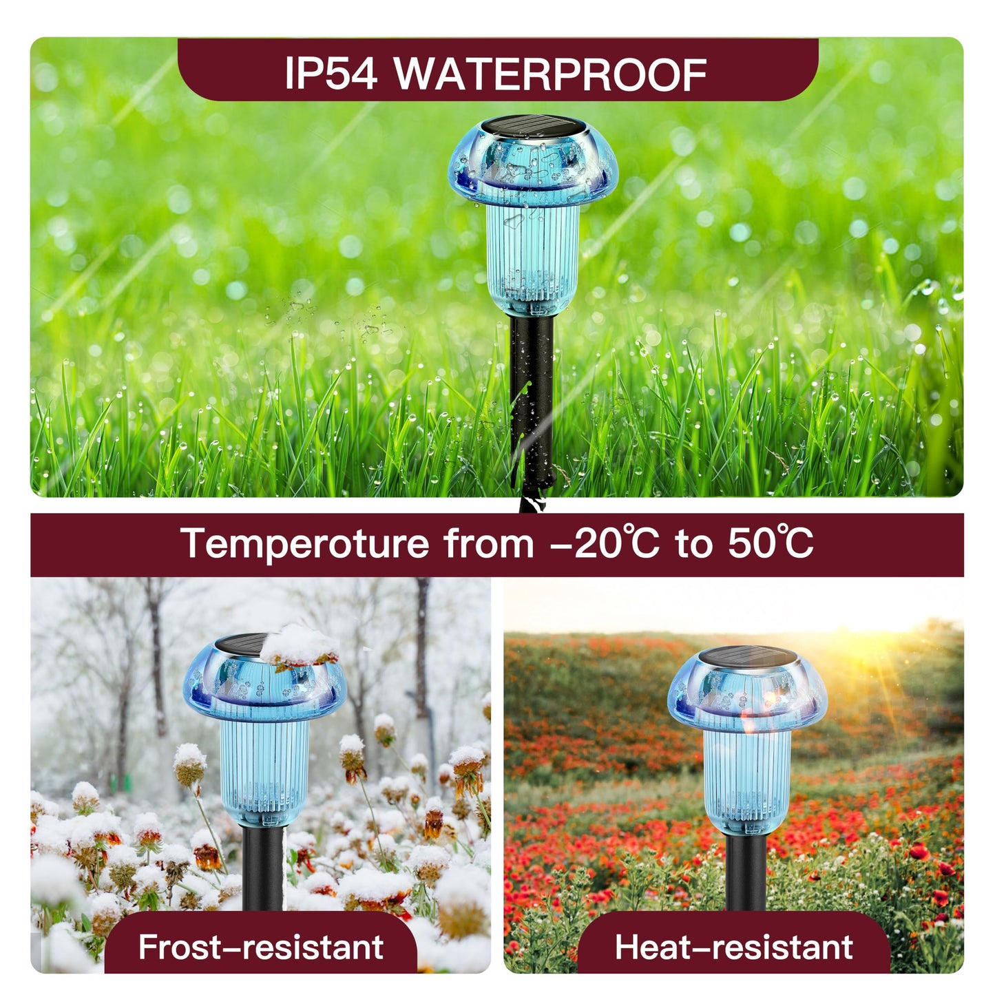 Halloween Sky Blue Solar Lights For Outside 4 Pack Halloween Decorations Led Mushroom Solar Powered Outdoor Lights  Landscape Lighting Garden Stake Light  Landscape Light Outdoor For Yard  Garden