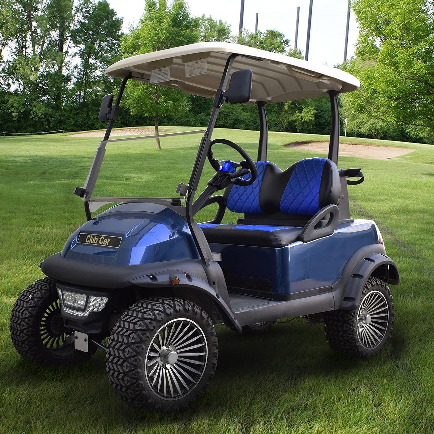 NOKINS Golf Cart Diamond Seat Covers Kit, Fit for Club Car Precedent OEM Standard Front Seat Cushion, Golf Cart Vinyl Seat Cover, No Nails Required