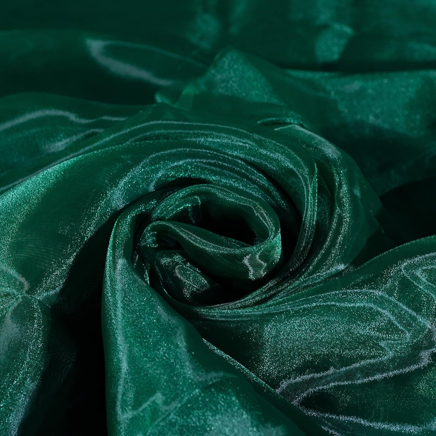 Fynite Sheer Organza Fabric | 5 Yards Long | 44" Wide | Bridal Solid Sheer Organza Bolt for Wedding Dress Fashion Craft Decorations - Hunter Green