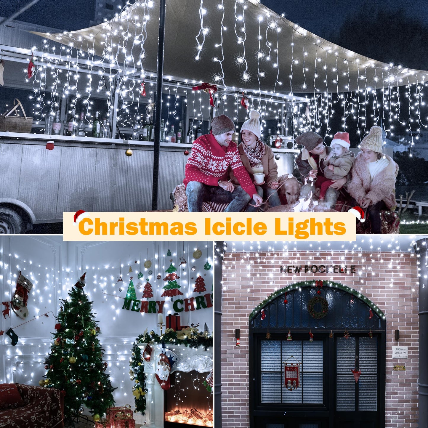Ollny Cool White Icicle Lights, 594 Led Christmas Lights, 49Ft, Waterproof With Remote, 8 Modes, Model Hg-29V595Bc