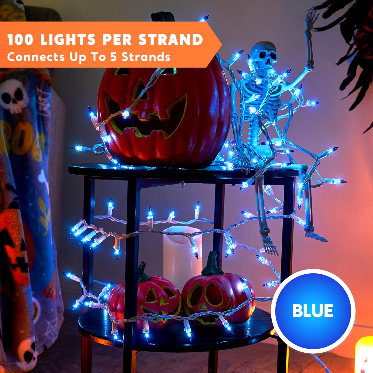 Joiedomi Christmas Lights Outdoor 100 Count Blue Christmas Tree Lights Indoor 21.4Ft String Xmas Decorations For Dorm Classroom Bedroom Holiday Wedding Party White Wire