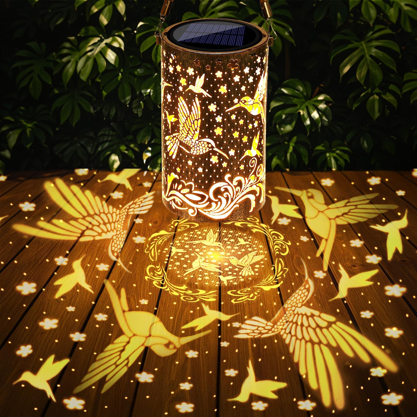 Toodour Solar Lantern Outdoor  Hummingbird Gifts For Women Mom Grandma Hanging Solar Outdoor Lights Waterproof  Hollow Out Retro Metal Hummingbird Lights For Patio  Balcony  Walkway  Yard Decorations