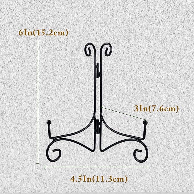 SVENJBB Black Iron Plate Stand, 6 Inch Plate Display Stands (2 Pack)