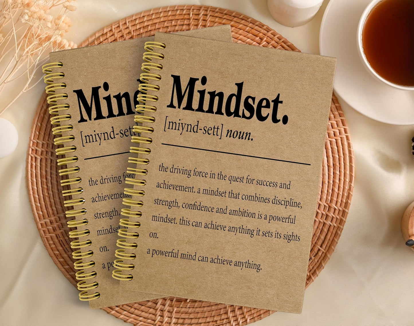 Knibeo Mindset Inspirational Notebooks Journal - Anti Anxiety Notebook, 5.5×8.3 Inch Inspirational Spiral Bound Notebook with 164 Pages, College School Supplies，Kraft Paper Notebook