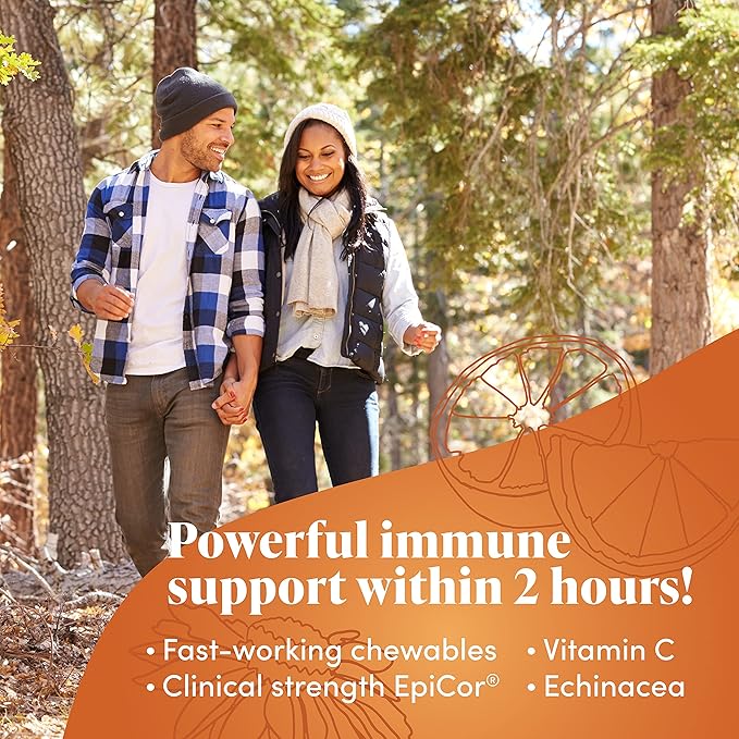 Zand Immune Fast Zesty Orange Chews | Boosts Immune Response & Cell Activity w/EpiCor*, Echinacea, 30 Tablets, 10 Serv.
