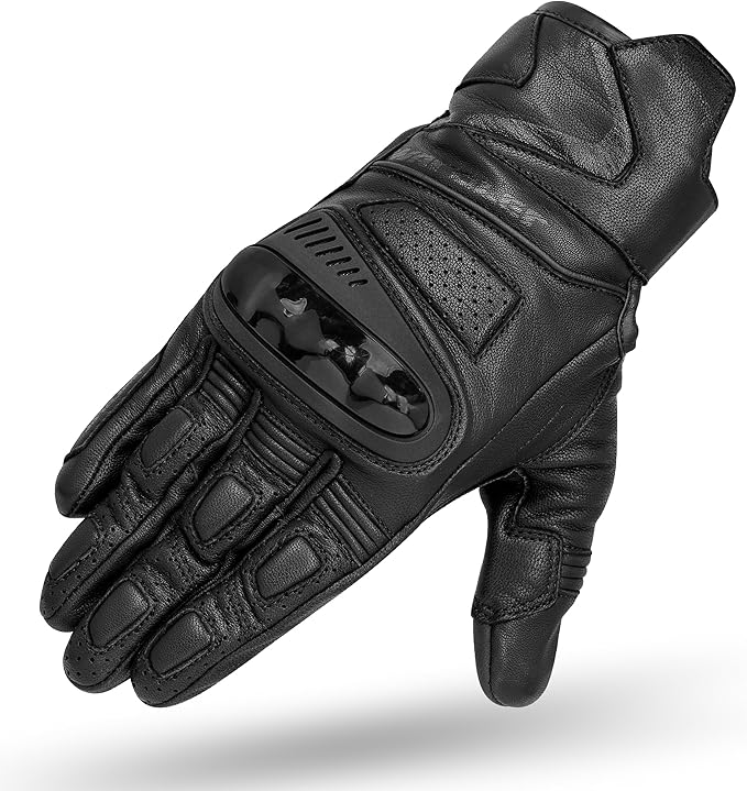 WARDLER Vortex Motorcycle Gloves for Men/Women, Cowhide Leather Touchscreen, Summer, Vortex Knuckle & Finger Protection, M...