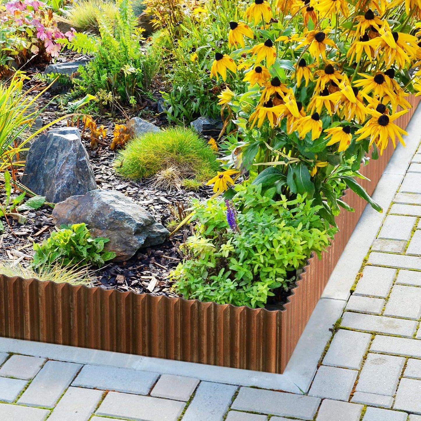 LAVEVE Corrugated Metal Garden Edging 4" x 10Ft, Landscape Edging Border for Lawn, Flower Bed, Garden Fence, Paver Edging (Real Rusted)