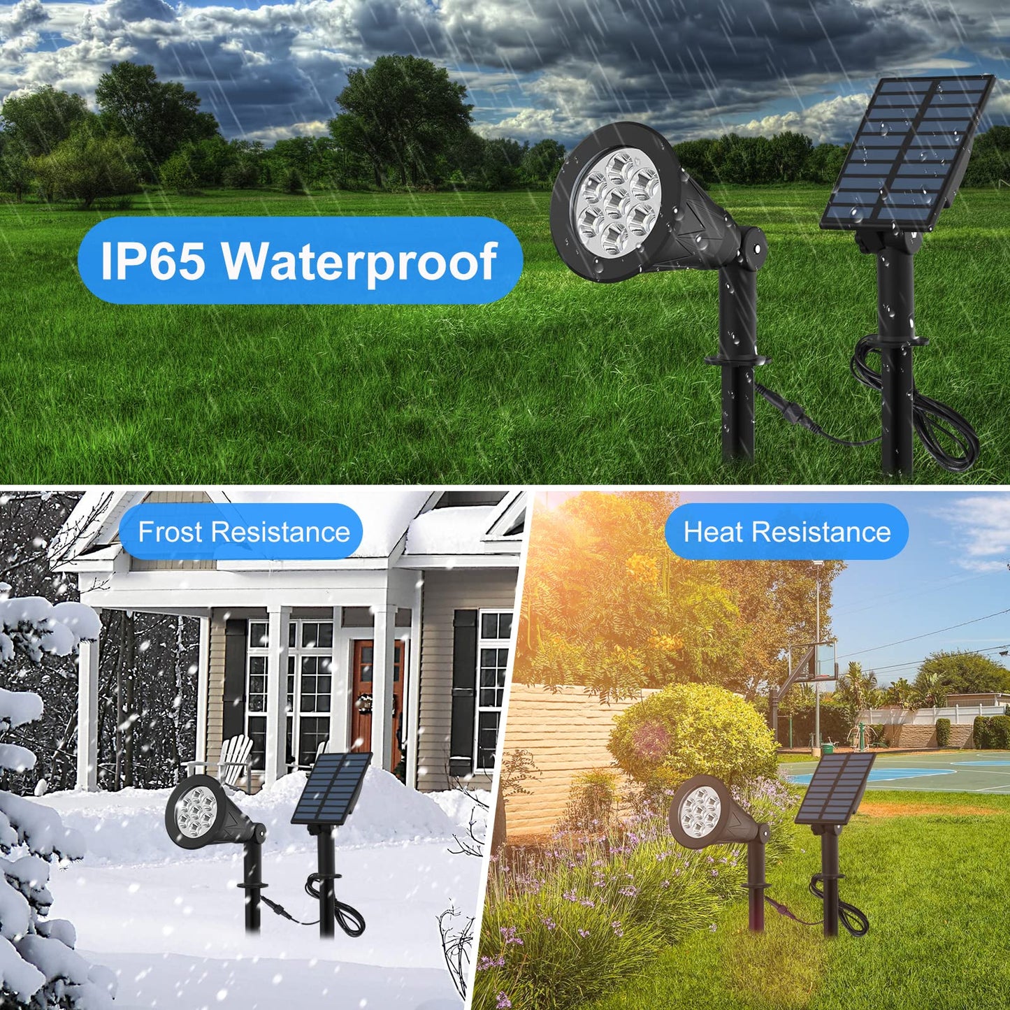 T-SUNUS Solar Landscape Spotlights, Color Changing, 2 Pack, Waterproof, Model TS-G0102-7C, Multicolor