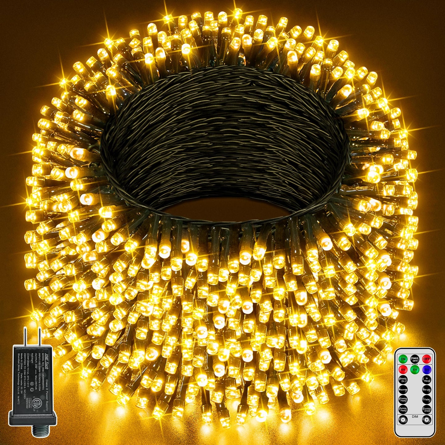Guhope Christmas Lights 131Ft 400 Led  Christmas Tree Light With 8 Lighting Modes  Outdoor Waterproof String Lights With Remote And Timer  Fairy Light For Holiday Decor (Warm White)
