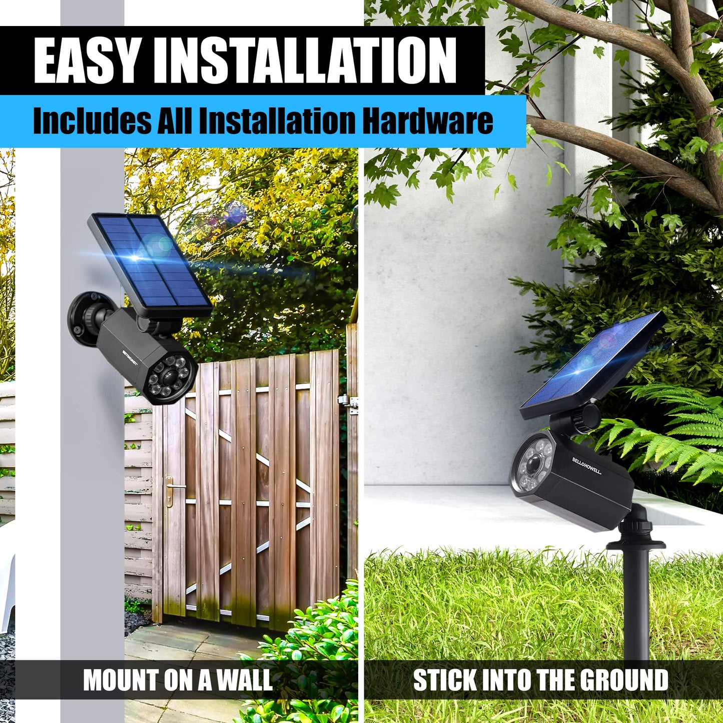 Bell+Howell Bionic Spotlight Motion Solar Spot Lights Outdoor Waterproof, Landscape Lights, Outdoor Solar Yard Lights Weather Resistant, Super Bright LED Lights, for Garden, Lawn As Seen On TV