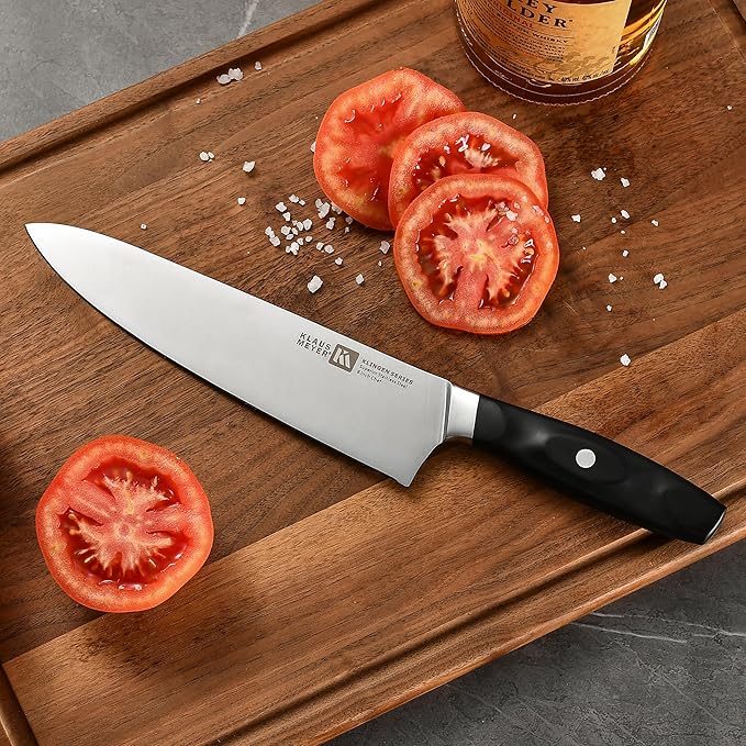 Klaus Meyer 15 Pieces Knife Block Set, High Carbon German Stainless Steel Forged Sharp Blade Knife Set With Block, Dishwasher Safe Cutlery