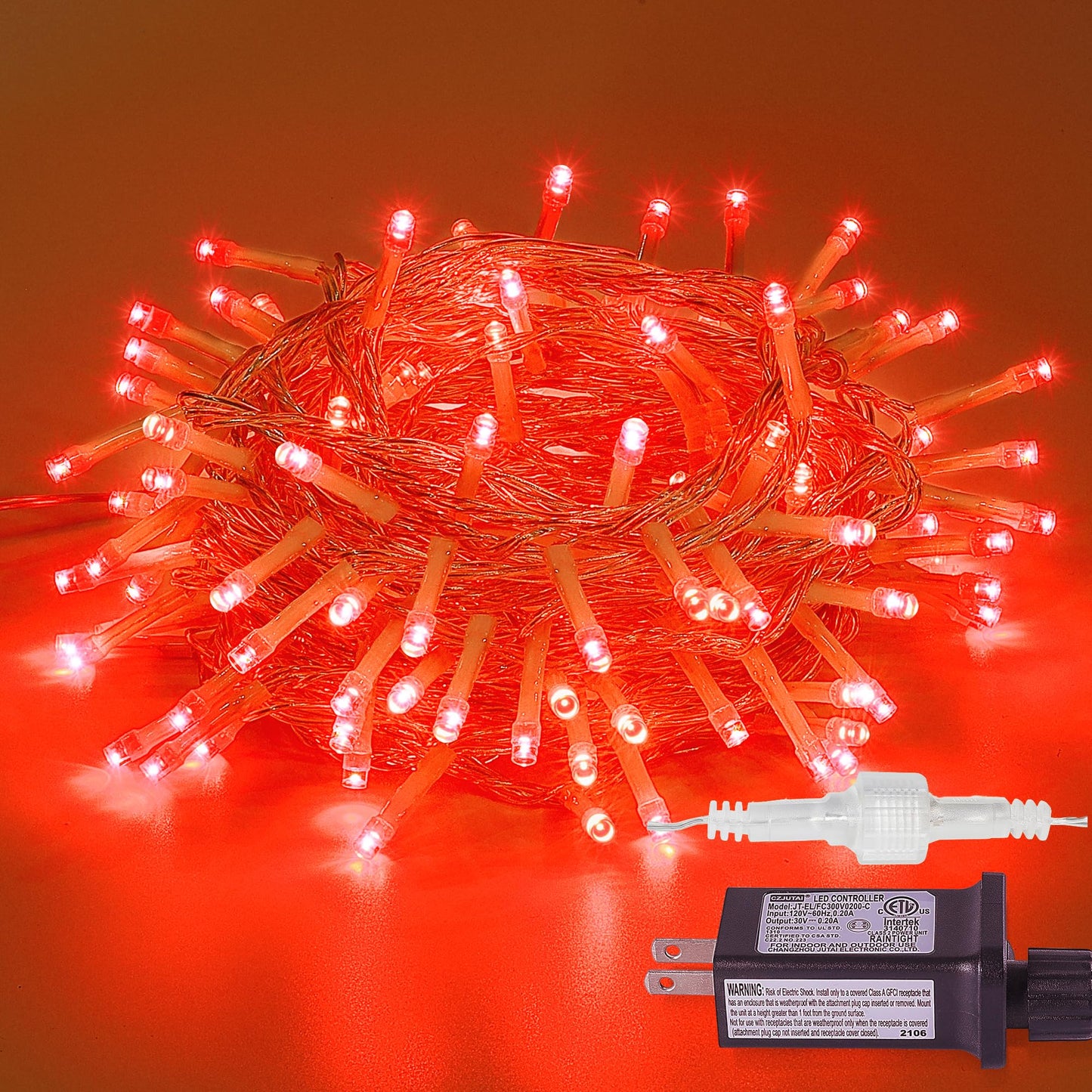 Mygoto 33Ft 100 Leds String Lights Waterproof Fairy Lights 8 Modes With Memory 30V Ul Certified Power Supply For Home  Garden  Wedding  Party  Christmas Decoration Indoor Outdoor (Red)