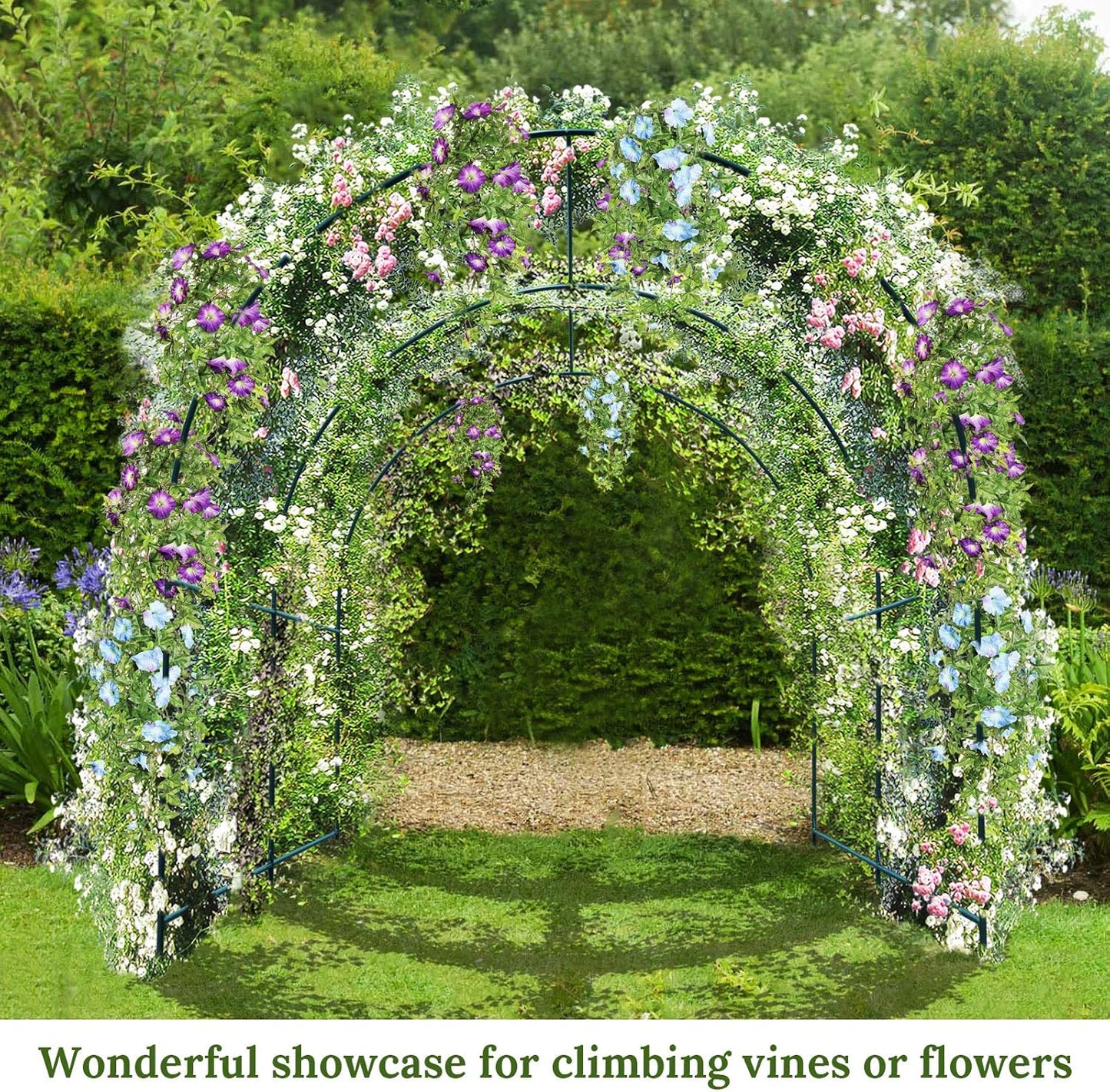 Multi-Size Large Garden Support Arch Frame Climbing Plant Arch Arbor for Flowers/Fruits/Vegetables (19.6ft x 7ft x 7.2ft)