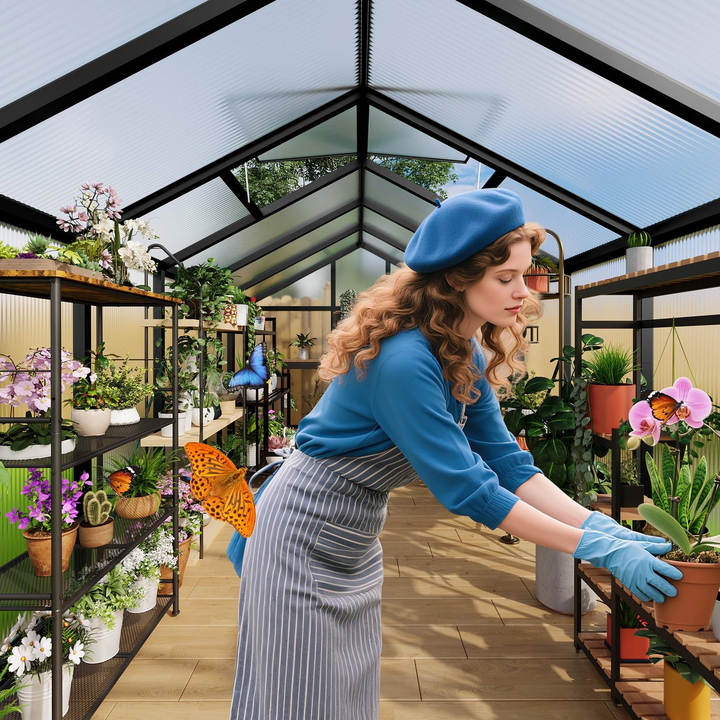 IDEALHOUSE 6×10 FT Greenhouse, Large Walk in Greenhouses for Outdoors and Garden Planting, Polycarbonate Greenhouse with Enhanced Aluminum Frame, Green Houses with Quick Setup Structure and Roof Vent