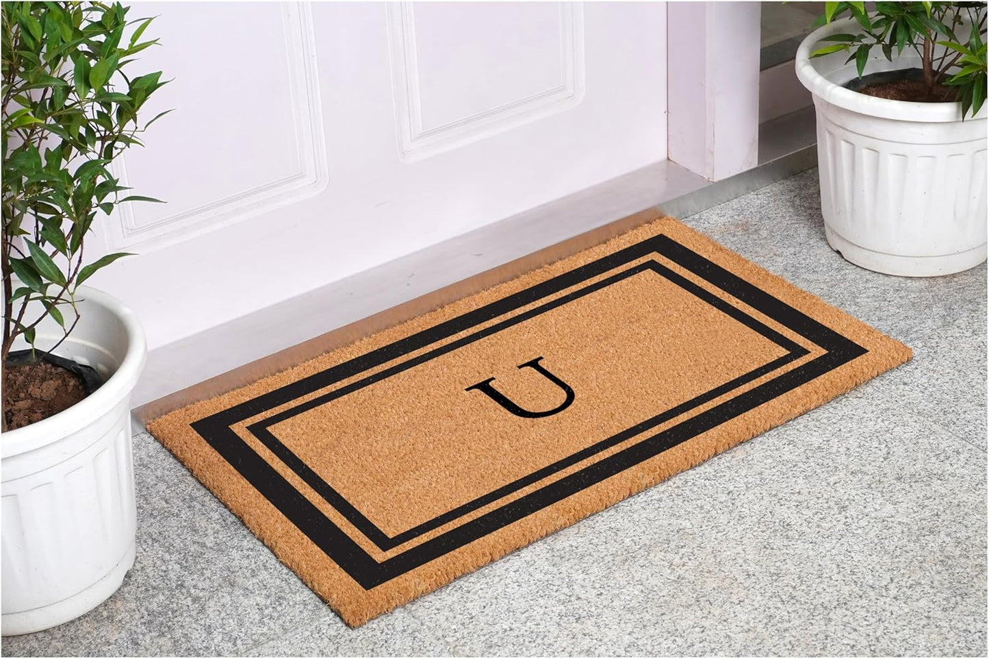 Calloway Mills 152963048U Black Border 30" x 48" Monogram Doormat Letter (U)