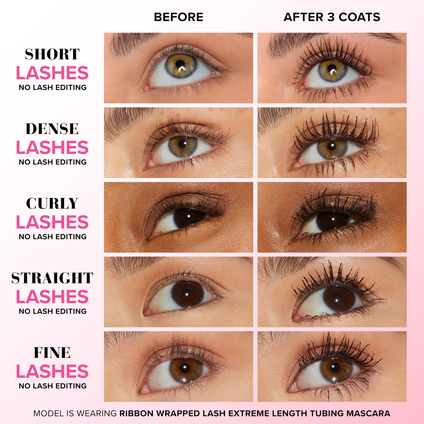 Too Faced Ribbon Wrapped Lash Mascara | Extreme Length Tubing Mascara with no Smudging, Flaking or Clumping, Travel Size, 0.16 F