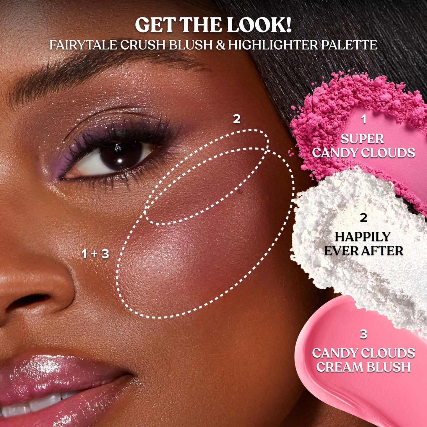 Too Faced Fairytale Crush Blush & Highlighter Set | Moon Crush Highlighter + Cloud Blush Face Palette Gift Set
