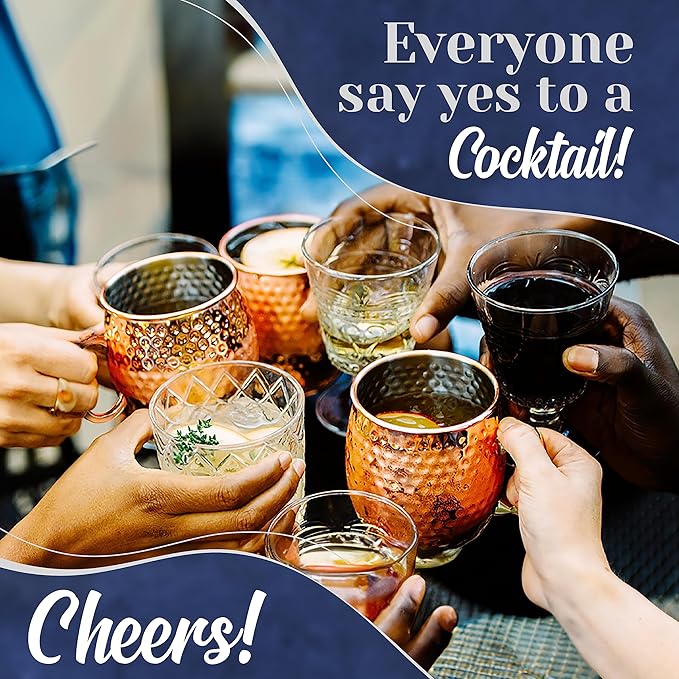 Moscow Mule Mugs Set of 4| Food Safe | High Grade Stainless Steel Mugs with Pure Copper Plating | Brass Handles with Thumb Rest |19 Oz | Large Size
