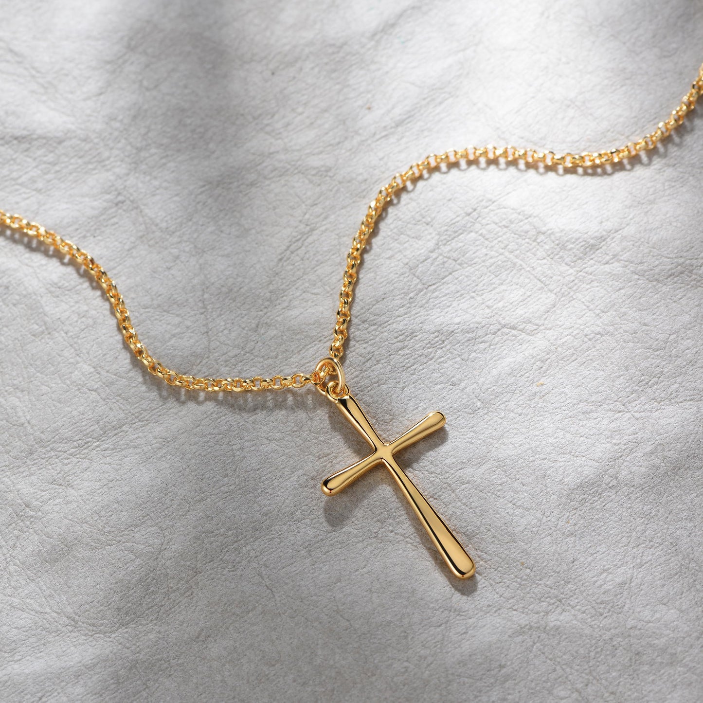 Fettero 14K Gold Plated Cross Necklace, Cross Faith Blank Pendant Dainty Chain Simple Tiny Jewelry Gift for Women