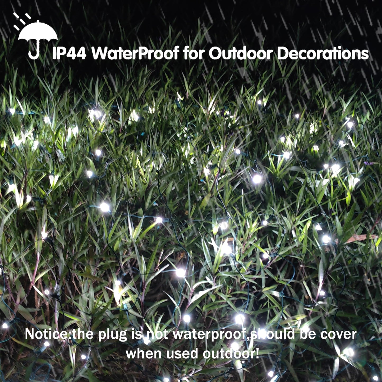 Hishiny Led Christmas Net Lights Outdoor 6Ftx6Ft 144Led Green Wire  Connectable Indoor Outdoor Bush Mesh Net Lights String For Halloween Christmas Party Shrub Yard Tree(Cool White)