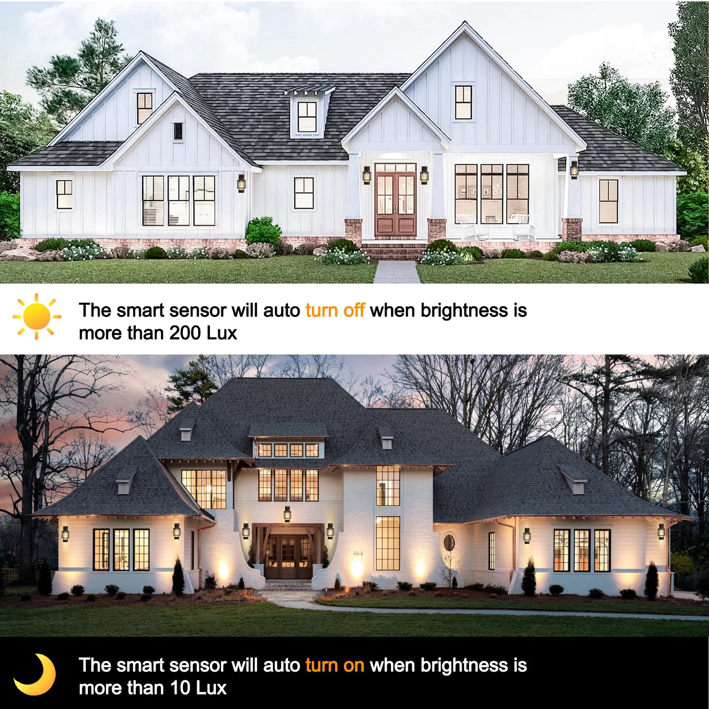 Partphoner Modern Outdoor Light Fixtures Dusk To Dawn Outdoor Lighting 2 Pack  15  Exterior Wall Sconce Waterproof Outside Porch Light For House With Water Glass Black Brushed Gold