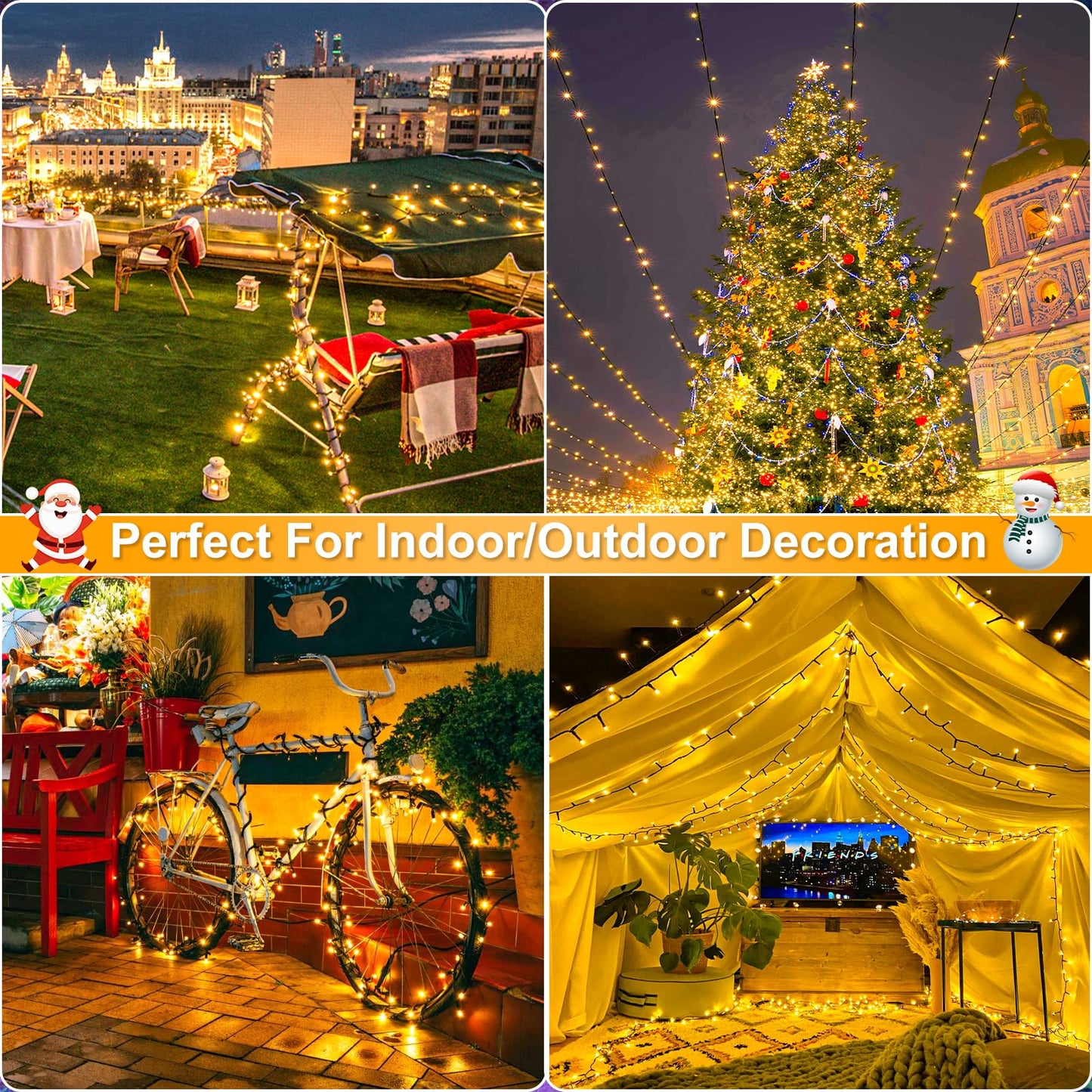 Nielfoi 328Ft 1000 Led Christmas Lights  Plug In Warm White Christmas Tree Lights Outdoor With Timer And 8 Modes  Green Wire Waterproof String Lights For Indoor Yard Patio Xmas Holiday Decorations