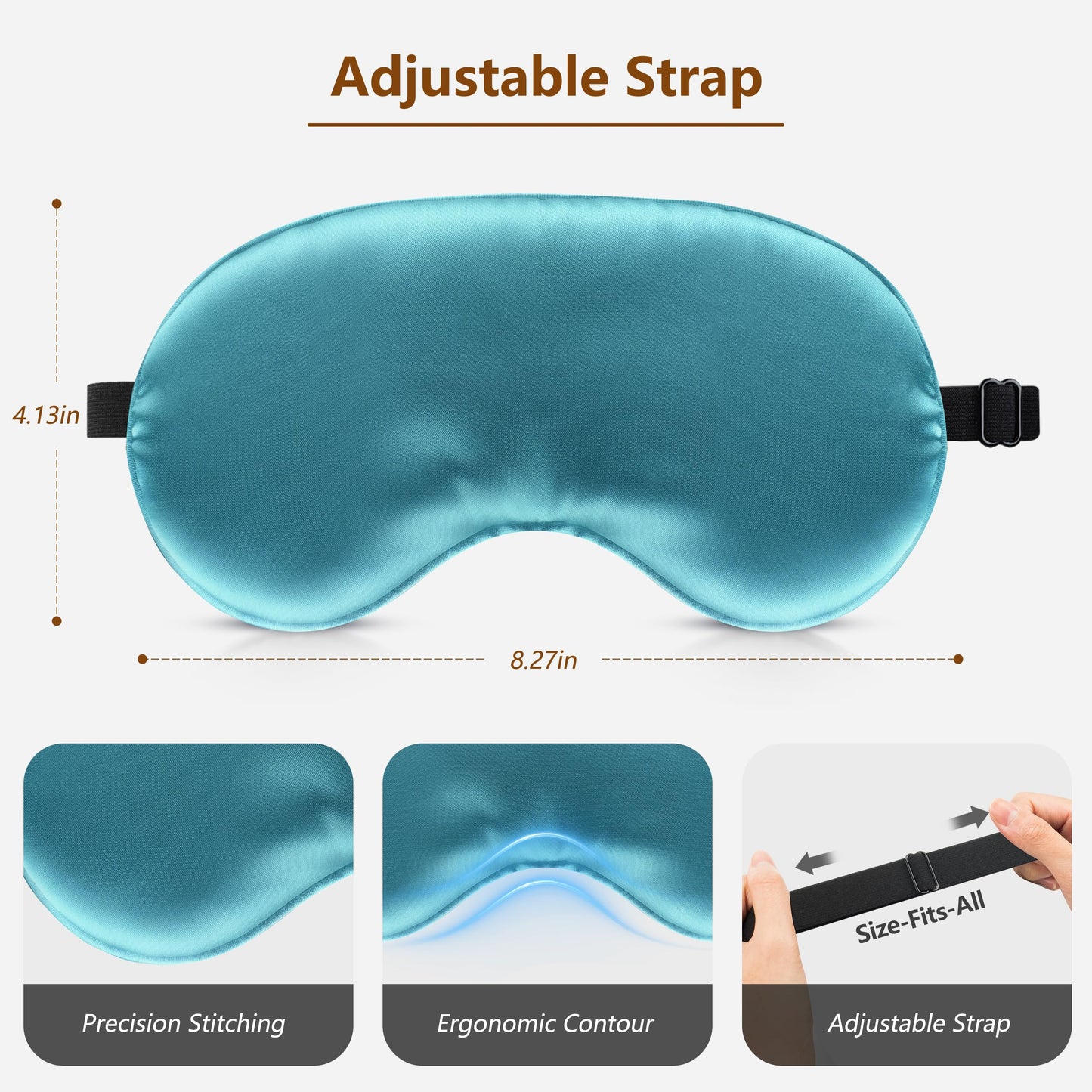 Loomluxe Sleep Mask Silk Eye Mask for Men Sleeping Mask, Adjustable Elastic Strap for Night Shading Sleep Mask, Soft and Comfortable for Both Men and Women (Peacock Blue)