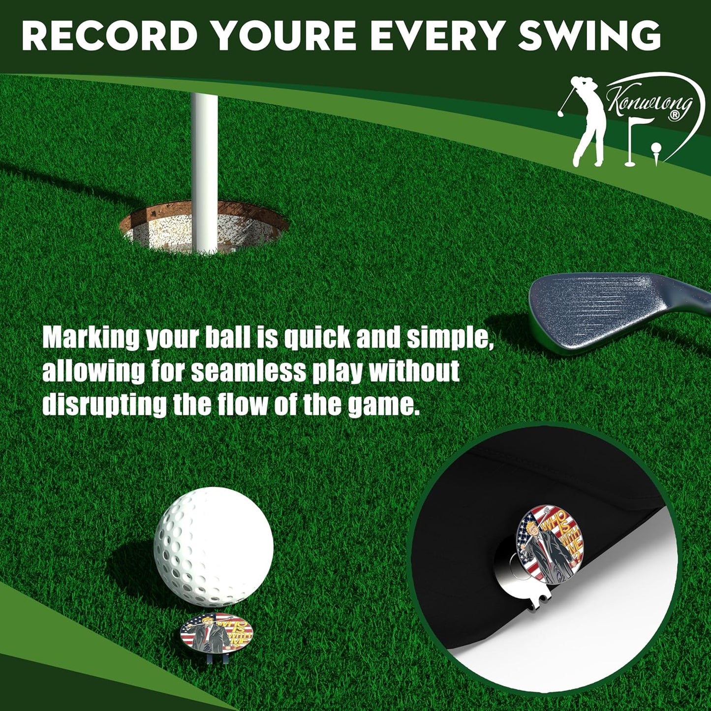 Funny Golf Ball Marker Magnetic Hat Clip for Putting Green | Cool Golf Accessories Golf Gadgets for Men and Women Unique | Personalized Golf Gag Gifts for Golfers Golf Lovers