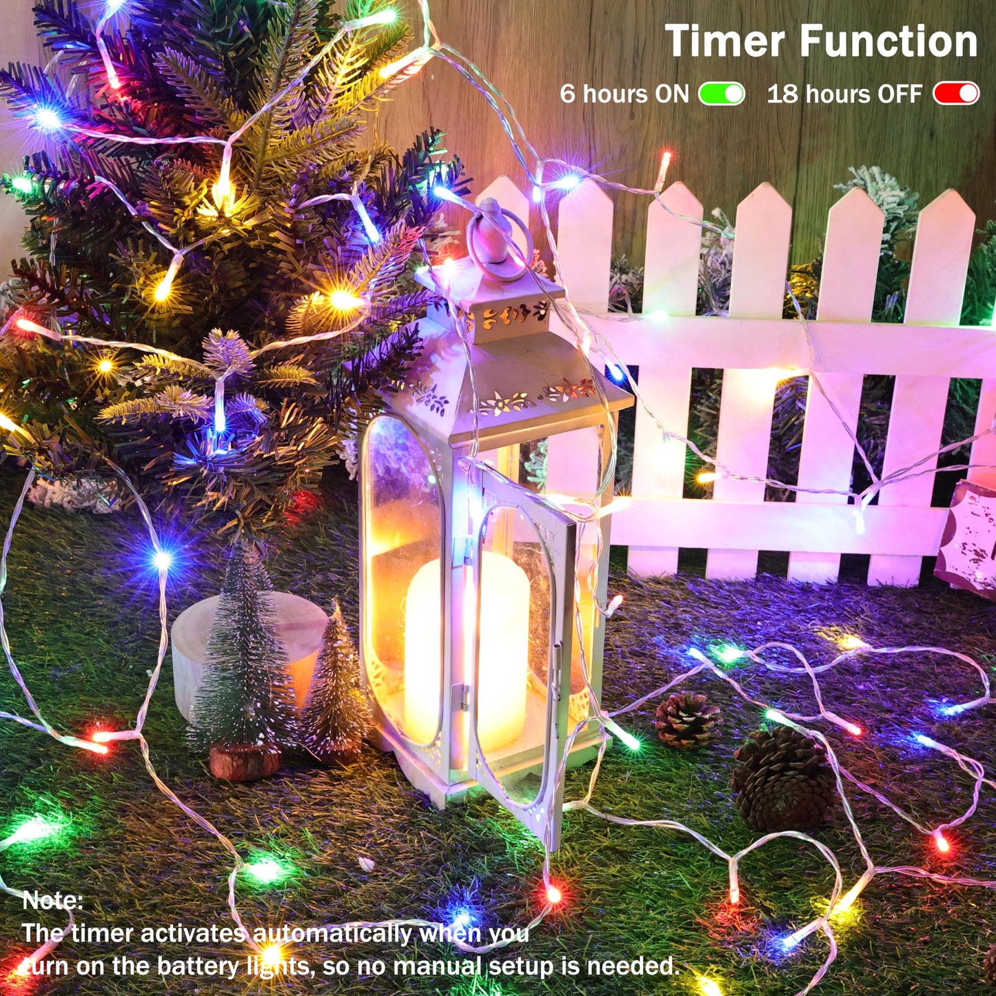 Lomotech LED String Lights - 200 LEDs, 66ft, 8 Modes, Waterproof, Timer, Clear Wire, Multicolor, Model LED08230200