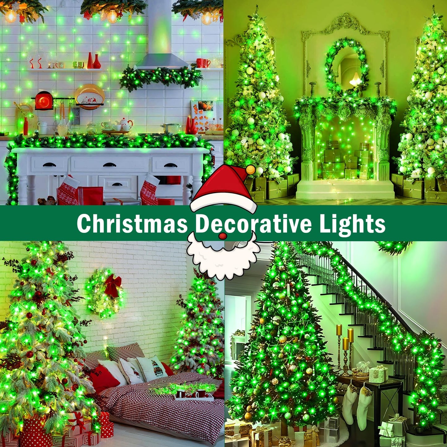 Sauirs 403Ft 1000 Led Christmas Lights Outdoor String Lights With 8 Modes Timer Waterproof Fairy Light Plug In For Outside Indoor Party Xmas Palm Tree Yard Wedding Decorations(Green)