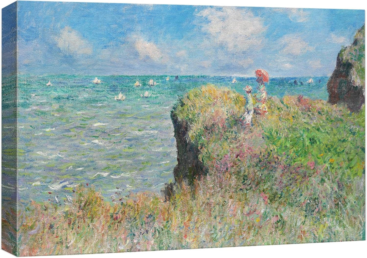 wall26 Claude Monet - Cliff Walk at Pourville - Impressionist Modern Art - Canvas Art Home Art - 12x18 inches