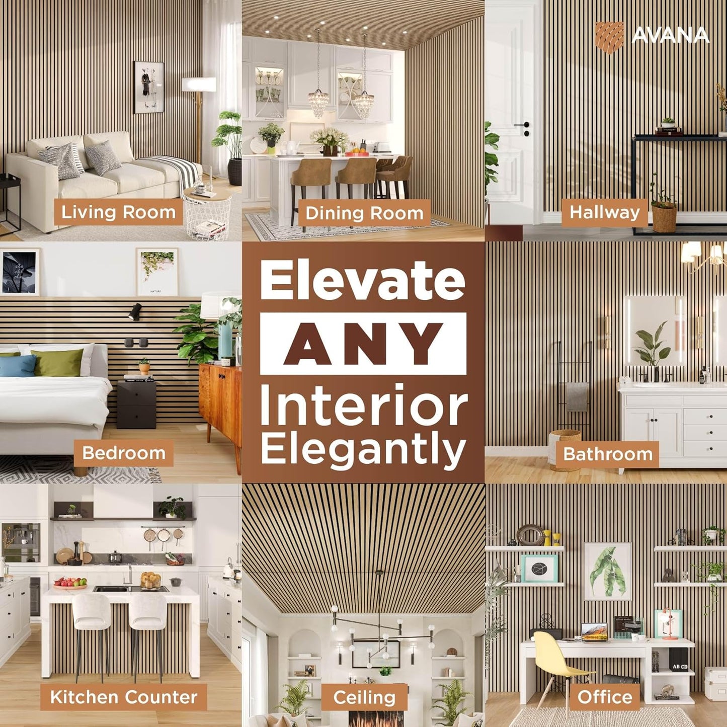 Avana Modern Acoustic Wood Wall Panels – 47.2 x 12.6 Inch White Oak Acoustic Panels 1 PC – Wall Panels for Interior Wall Decor For Homes, Offices, Studios – Sturdy And Durable Wood Panels for Wall