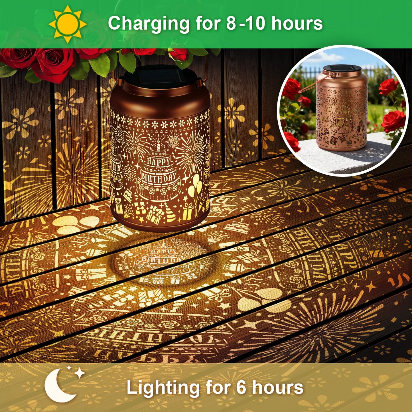Birthday Gifts For Women Mom Grandma  Happy Birthday Gifts For Women  Solar Lantern Outdoor Waterproof Gardening Decor Hanging Solar Lights Yard Decorations Outdoor  Backyard  Patio
