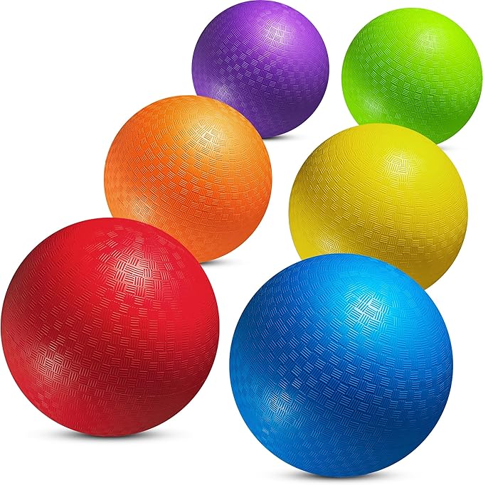 8.5 Inch Playground Balls Dodgeballs for Kids & Adults - (Pack of 6) Inflatable Rubber Indoor Outdoor Bouncy, Kickballs, F...
