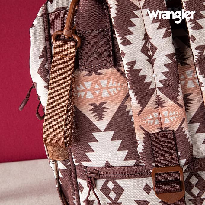 Montana West Wrangler Diaper Bag Backpack Aztec Travel Backpack Purses Western Multi-Function Baby Bags for Mom with Waterproof Insulated Pockets