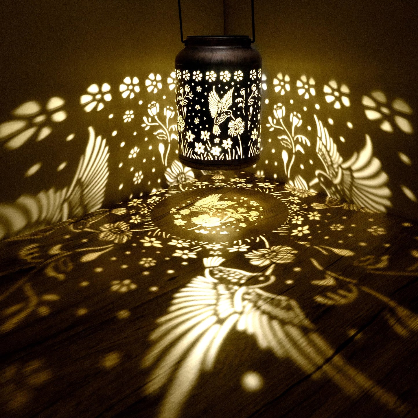 Hummingbird Solar Lantern Outdoor Hanging Solar Light - Ip65 Waterproof Led Decorative Lantern For Patio  Pathway  Or Tabletop. Perfect Mothers Day Gift For Women  Unique Metal Decor