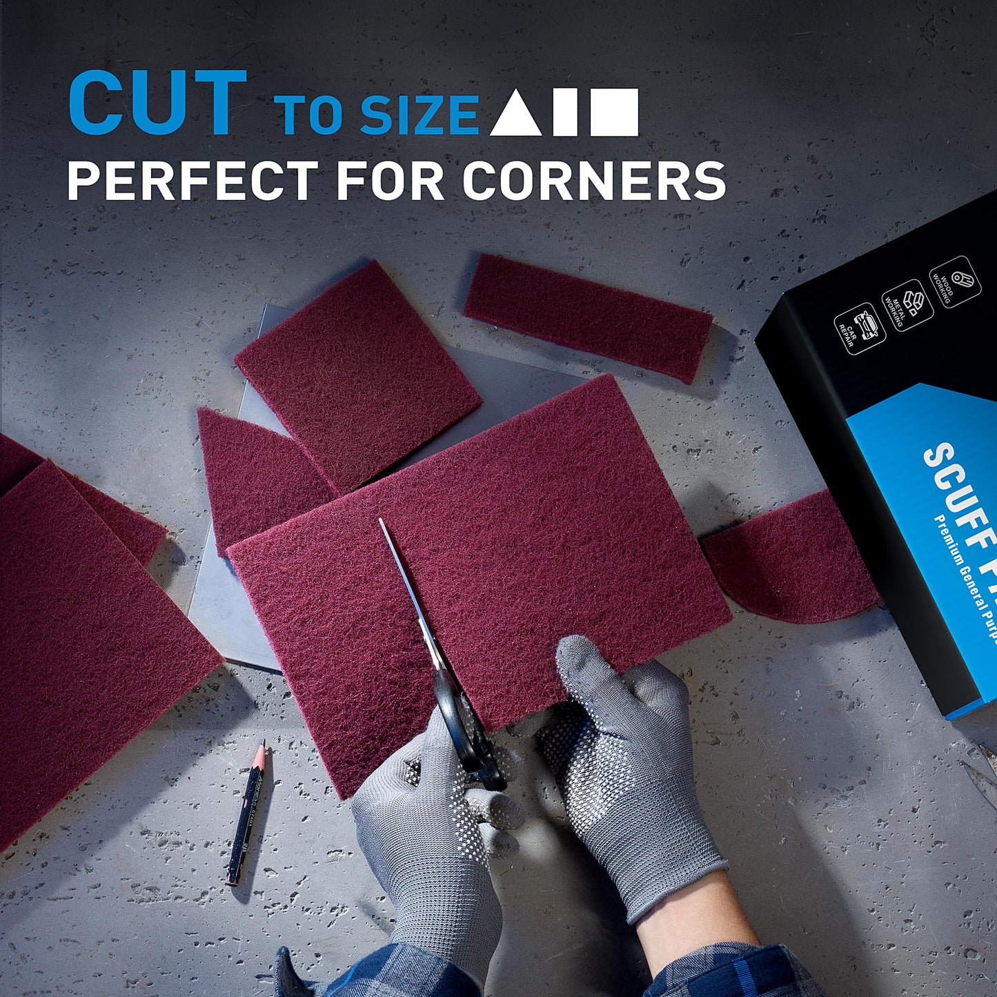 S SATC 6" x 9" Maroon General Purpose Scuff Pads,10 Pack Automotive Pads for Scuffing,Scouring,Sanding,Paint Primer Prep Adhesion Scratch for Automotive Restoration,Handicrafts