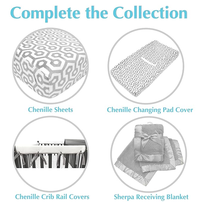 American Baby Company Heavenly Soft Chenille Contoured Changing Table Cover- Gray Honeycomb