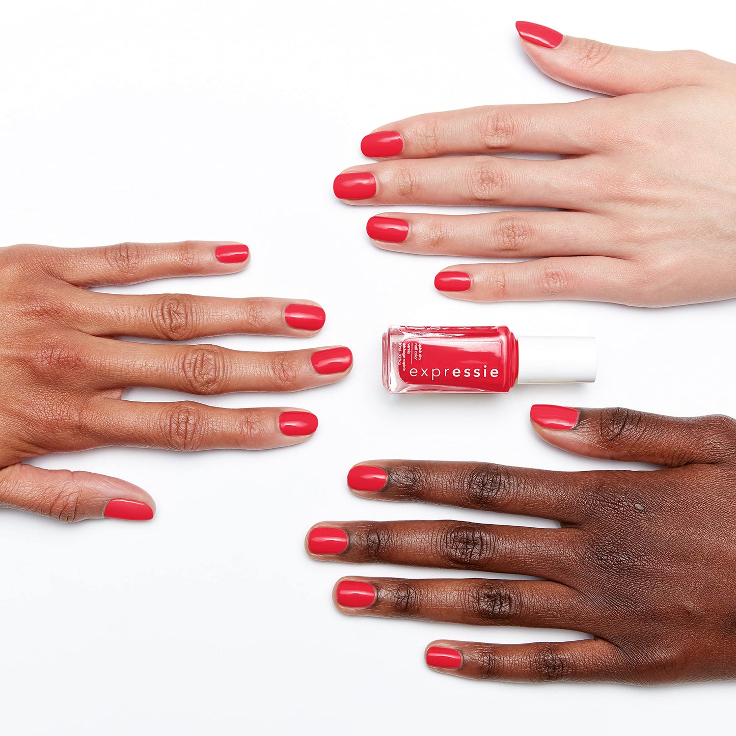 essie expressie Quick Dry Vegan Nail Polish, Electric Coral-Red with Pink Undertones, Ahead of the Gam(er), 0.33 Ounce