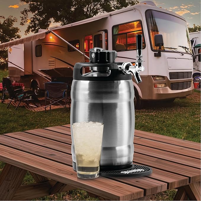 Gloria Rose 7L (1.8 Gal) Mini Keg, Pressurized Keg for Drinks, with Tap System, Co2 Regulated, Stainless Steel