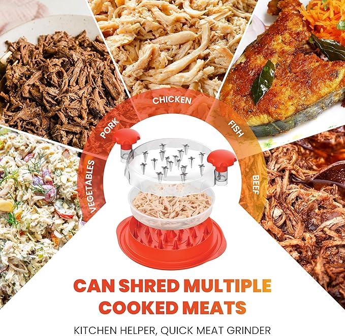 Orange Chicken Shredder Tool Twist Large 10” Meat Shredder, Extra Plate – shredder food, meat shredder tool twist, meat grinder, desmenuzador de carne, desmenuzador de pollo