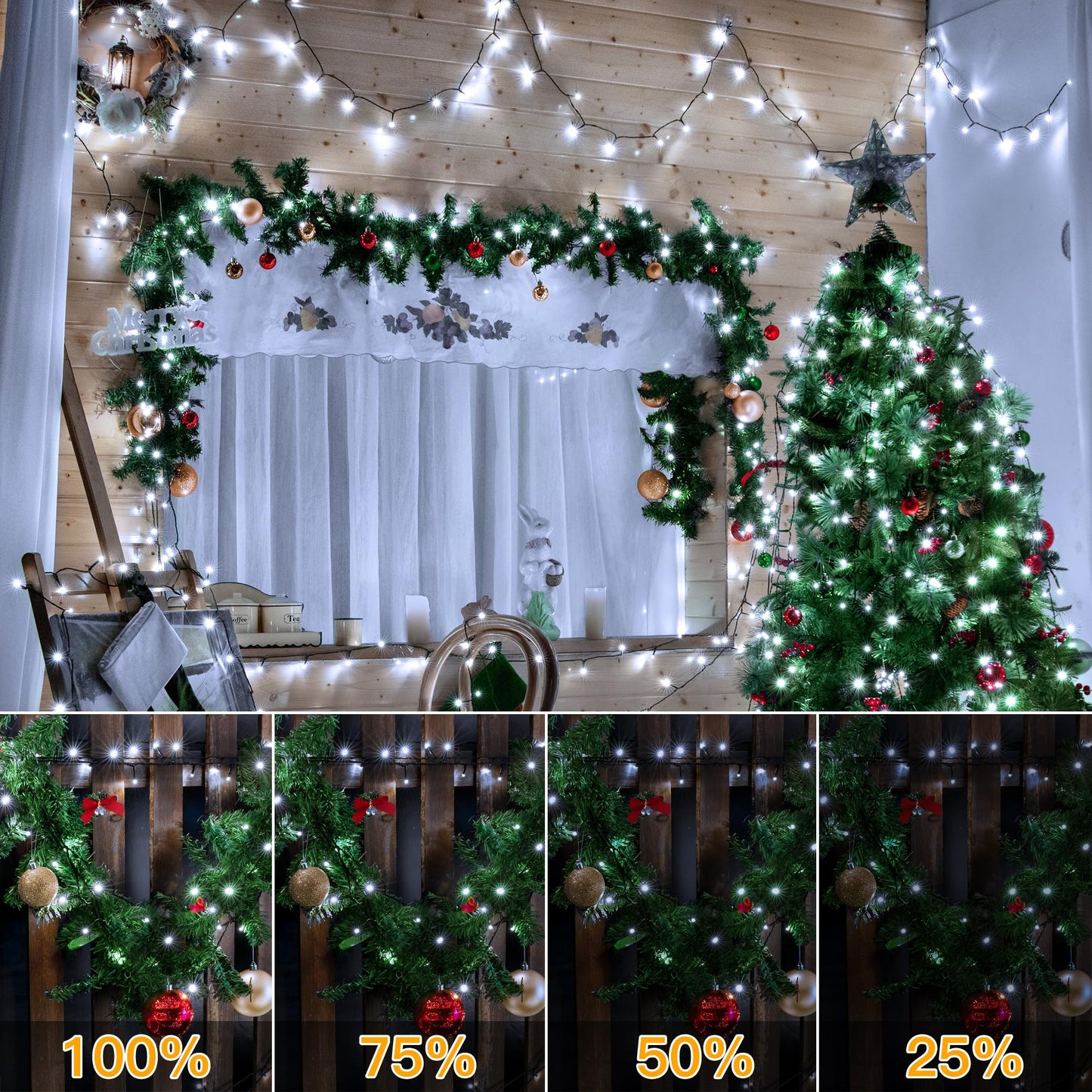 Ollny Christmas Lights, 500Led 164Ft Waterproof Cool White Tree Lights With Remote Timer, Model Hg-29V501C, 8 Modes For Outdoor Decor
