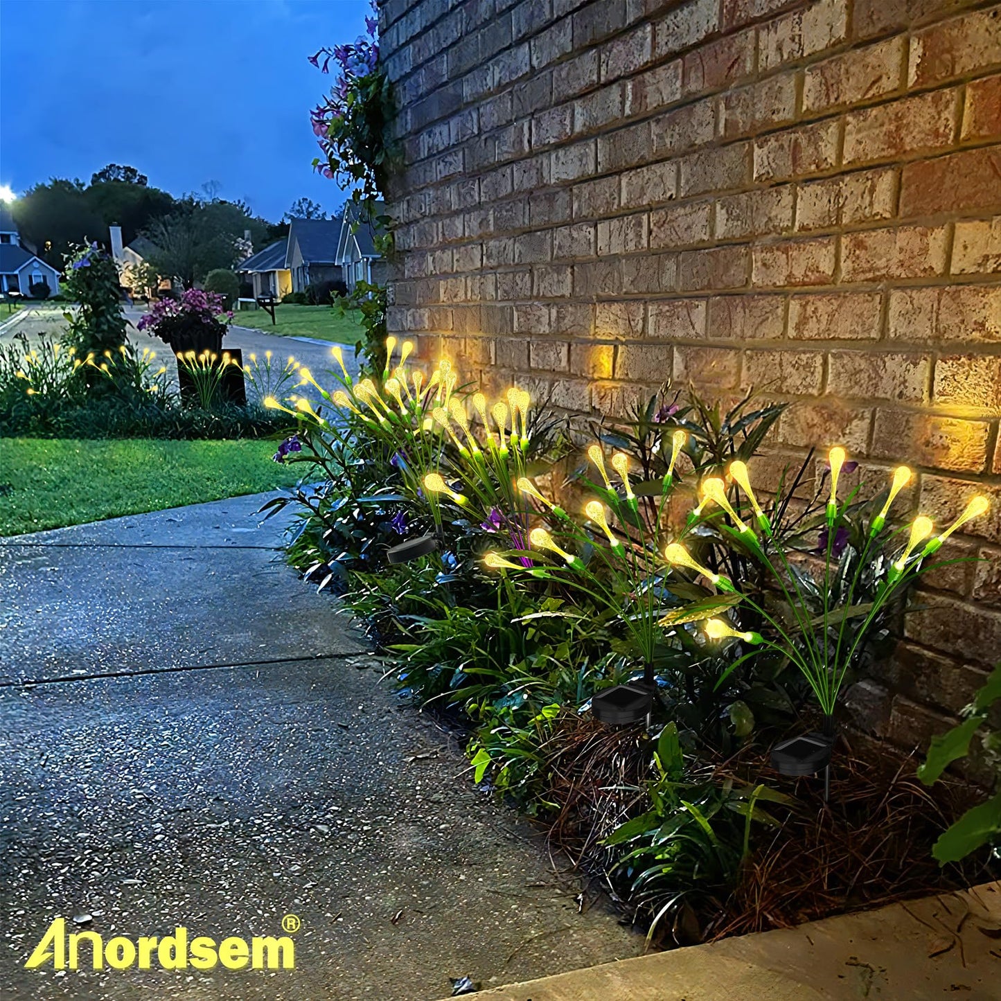 Anordsem Solar Garden Lights Outdoor: 8 Removable Pvc Water Drop Light Heads 2 Pack - Waterproof Diy Fun Decoration For Yard Patio Path - Gardening Gifts For Homeowners Over 30