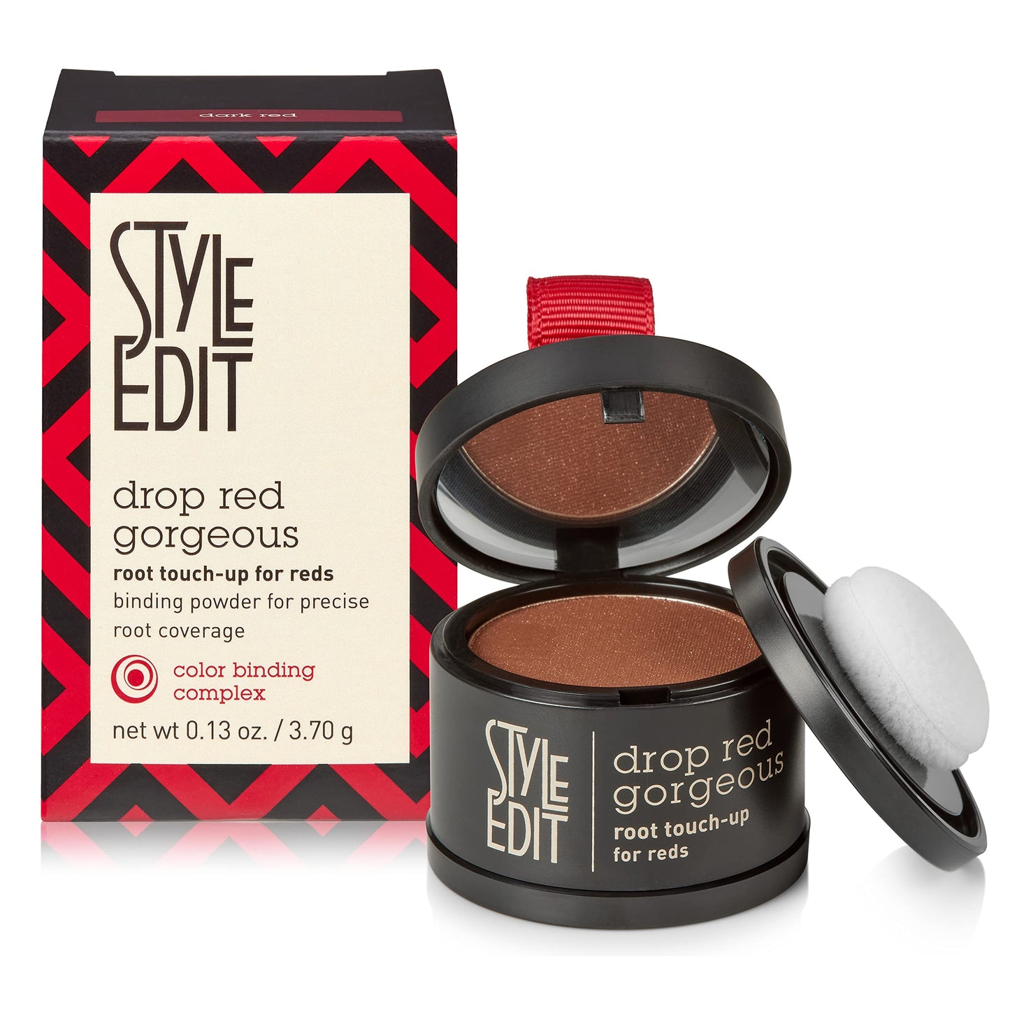 Root Touch Up Powder by Style Edit | Dark Red Hair Color Coverage | Mineral-Infused Hairline Concealer for Grays and Roots | 0.1