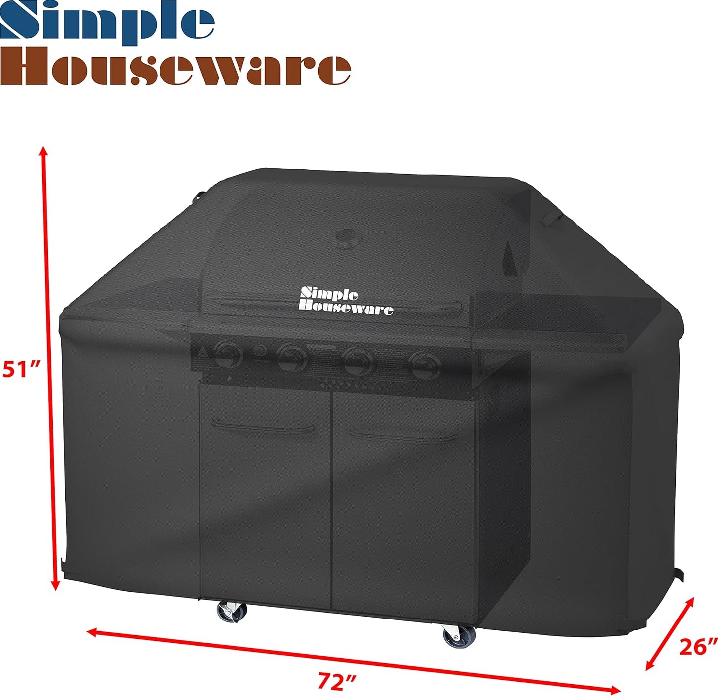 Simple Houseware 72 in. Waterproof Heavy Duty Gas BBQ Grill Cover, Weather-Resistant Polyester