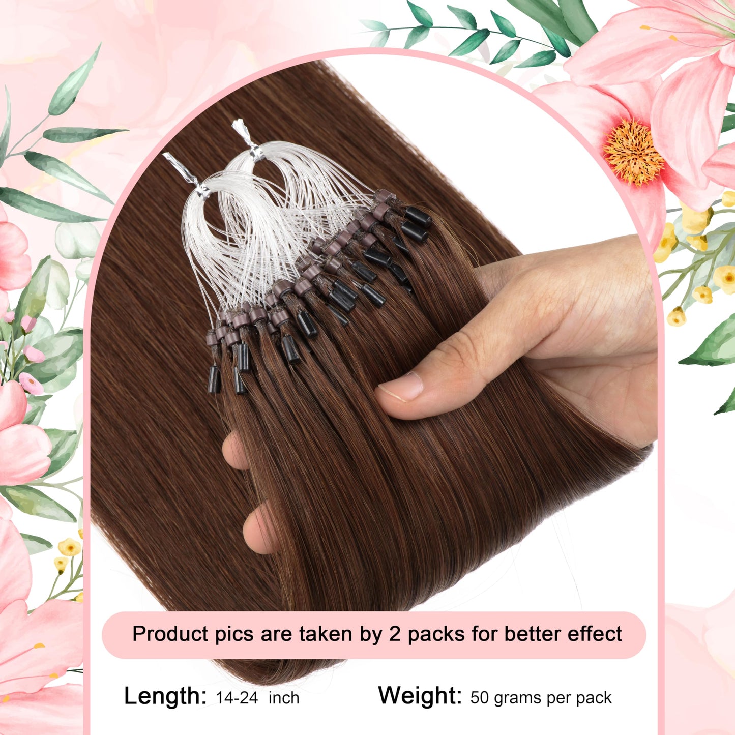 Kpvxxve Micro Bead Hair Extensions Real Human Hair Chocolate Brown Micro Link Hair Extensions Human Hair 18 Inch Micro Ring Huma