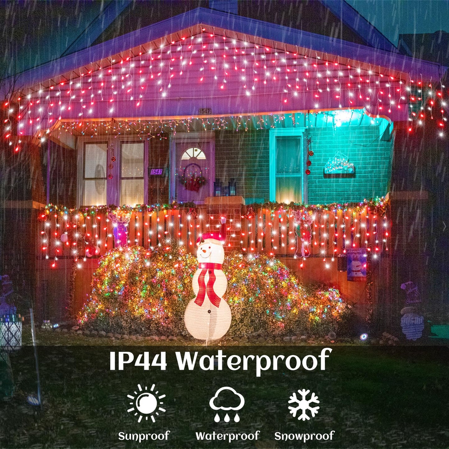 132Ft Icicle Lights For Outside  Red And White Christmas Lights Outdoor Indoor  1280 Led Twinkle With 240 Drops Short Curtain For Thanksgiving Room Home Wall Bedroom Window Decoration