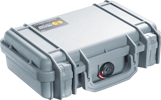 Pelican 1170 Case with Foam - Multi-Purpose Hard Shell Case with Foam for Camera, Drone, Pistol, Equipment, Electronics, and Gear (Silver)