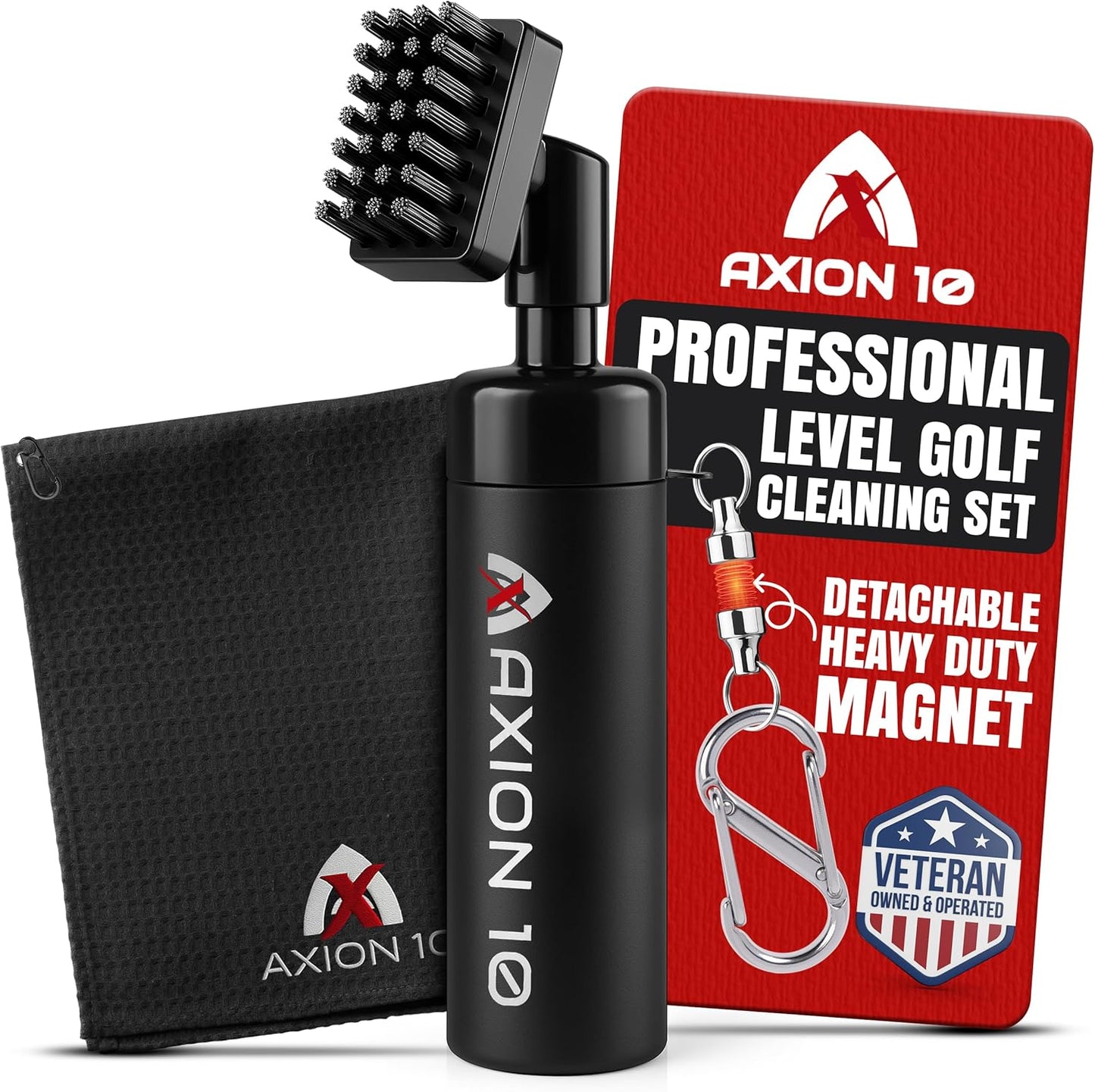 Golf Club Cleaner Brush – Premium Leak-Proof Water Golf Brush with Magnetic Clip & 13″ Towel, Nylon Bristle, Groove Cleaner Golf Club Cleaning Kit – Men’s Golf Accessories for Golfers