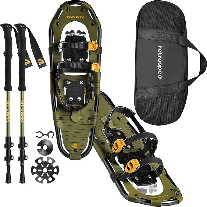 Retrospec Drifter Snowshoes & Trekking Poles Bundle with Adjustable Bindings - Lightweight Aluminum Snow Shoes for Women &...